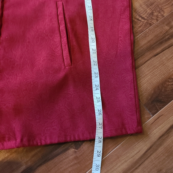 VTG Joanna Red Paisley Floral Collared Full Zip Stretch Pockets Womens Large - Picture 11 of 11